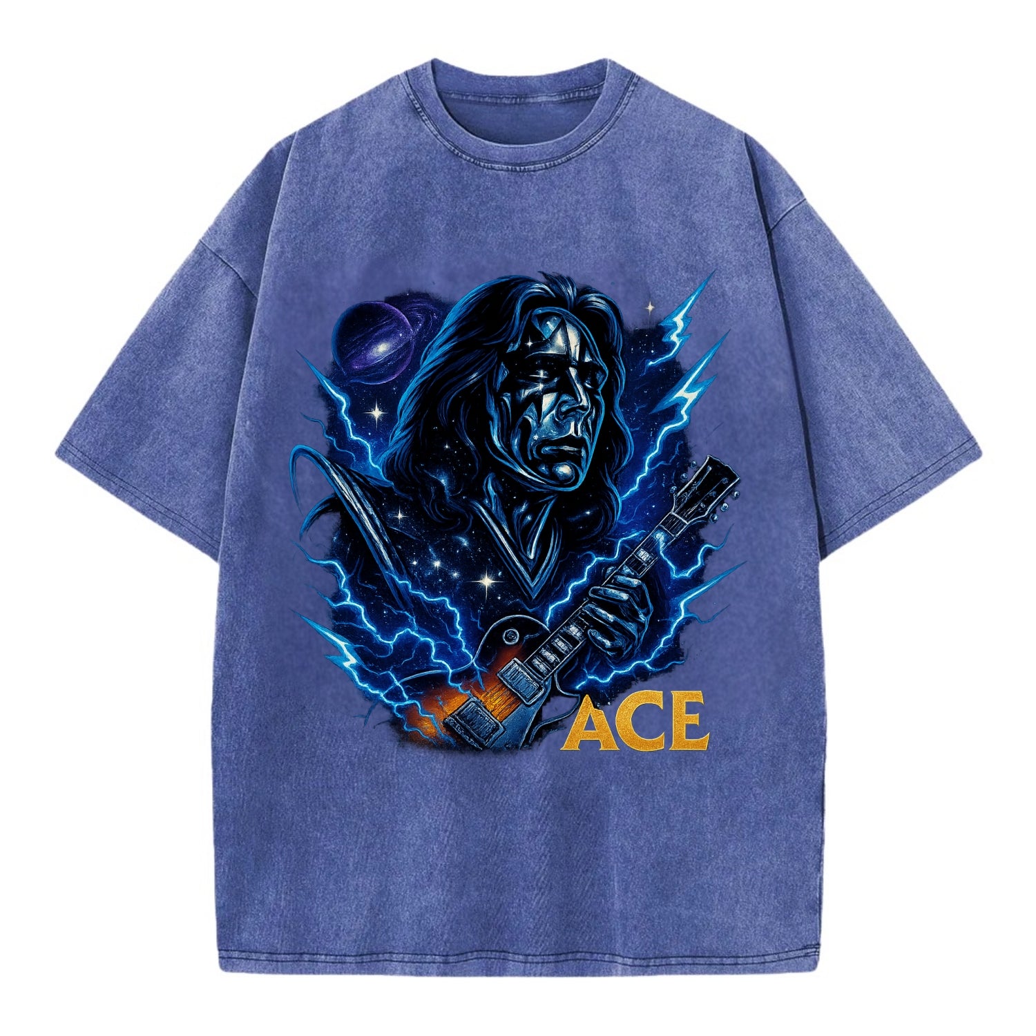 Cosmic Chrome Portrait - Vintage T-shirt - Blue