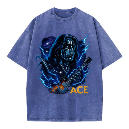 Cosmic Chrome Portrait - Vintage T-shirt - Blue