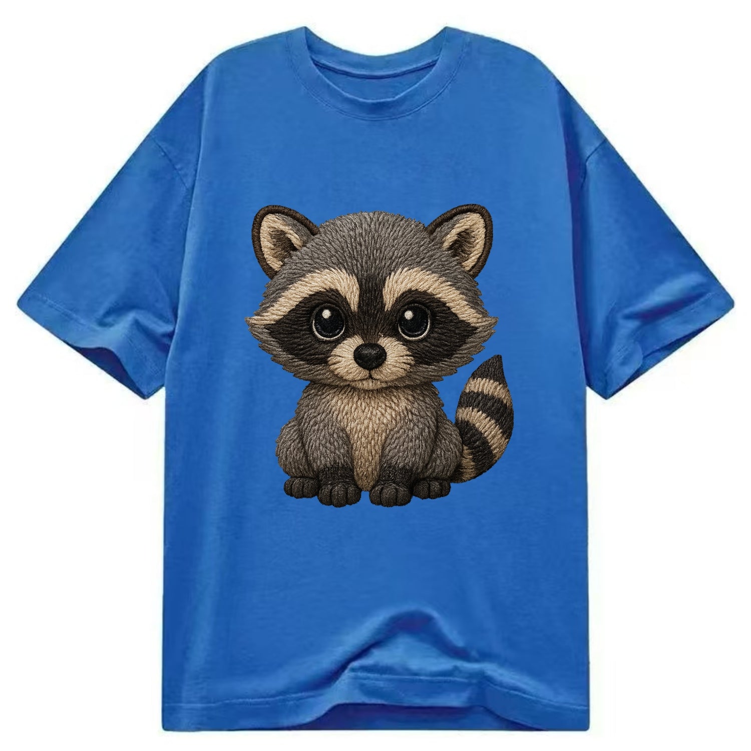 Baby Raccoon - gray fur, black mask, ringed tail, bright curious eyes, - Classic T-shirt - Blue