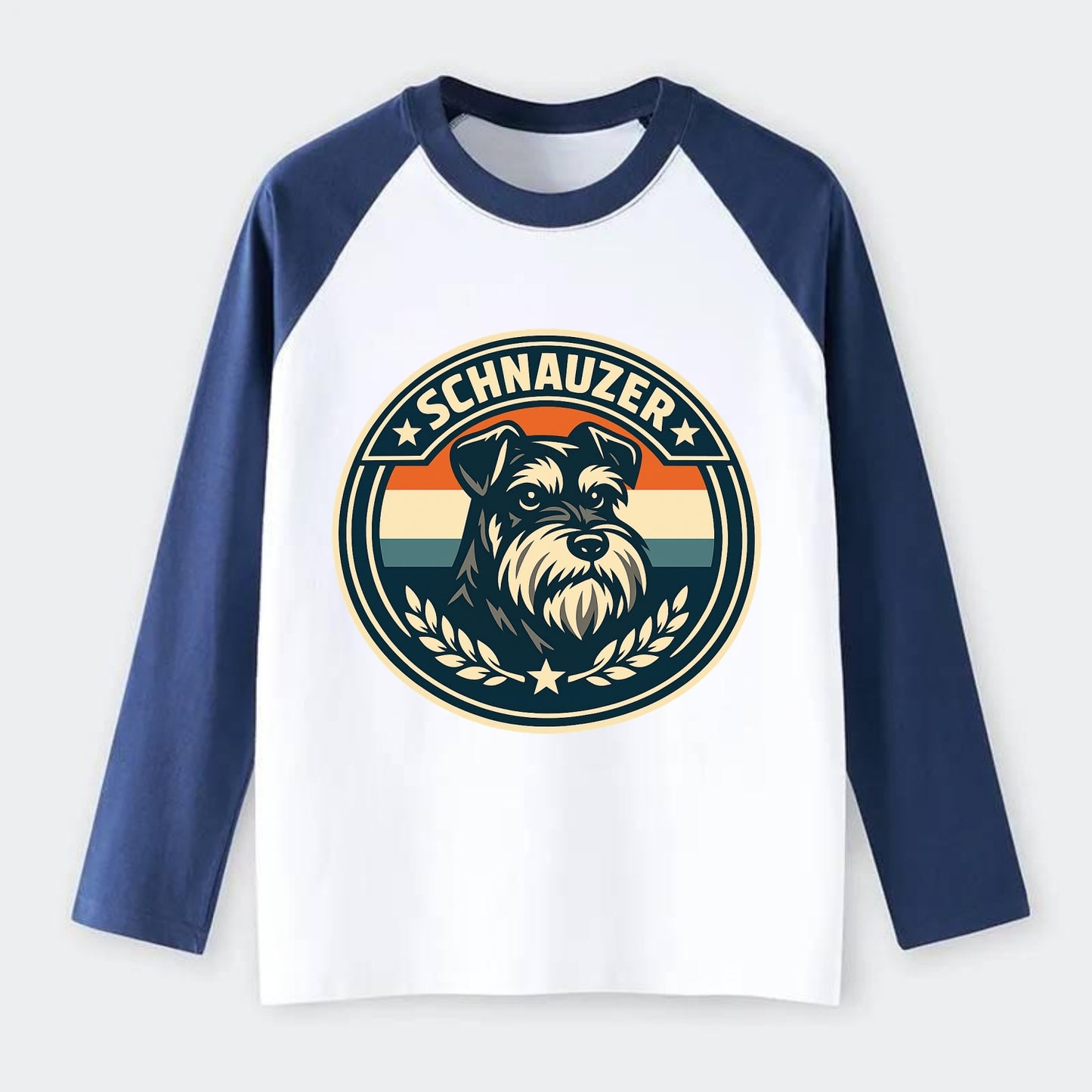 Noble Schnauzer Emblem - Raglan Long Sleeve T-Shirt - Blue