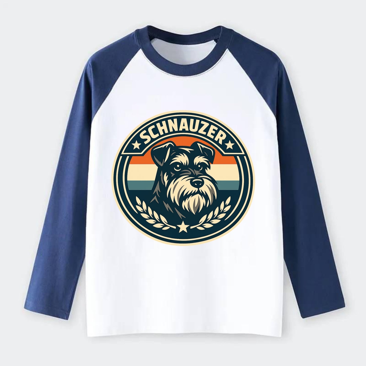 Noble Schnauzer Emblem - Raglan Long Sleeve T-Shirt - Blue