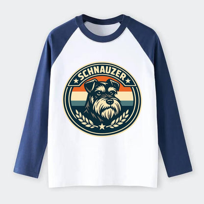 Noble Schnauzer Emblem - Raglan Long Sleeve T-Shirt - Blue