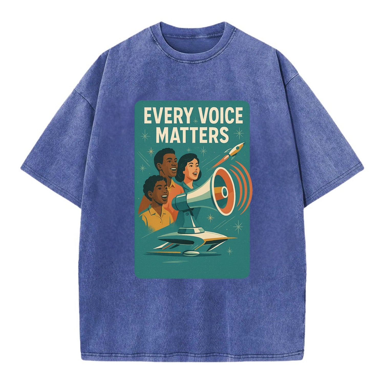 Diverse voices being heard and amplified - "Every Voice Matters" - inclusive - Vintage T-shirt - Blue