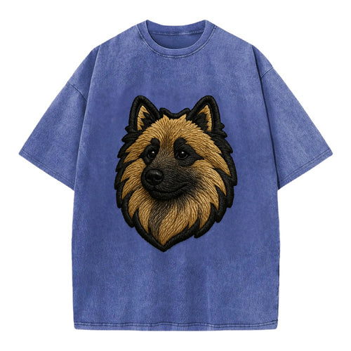 Keeshond - Contemporary spitz logo with - Vintage T-shirt