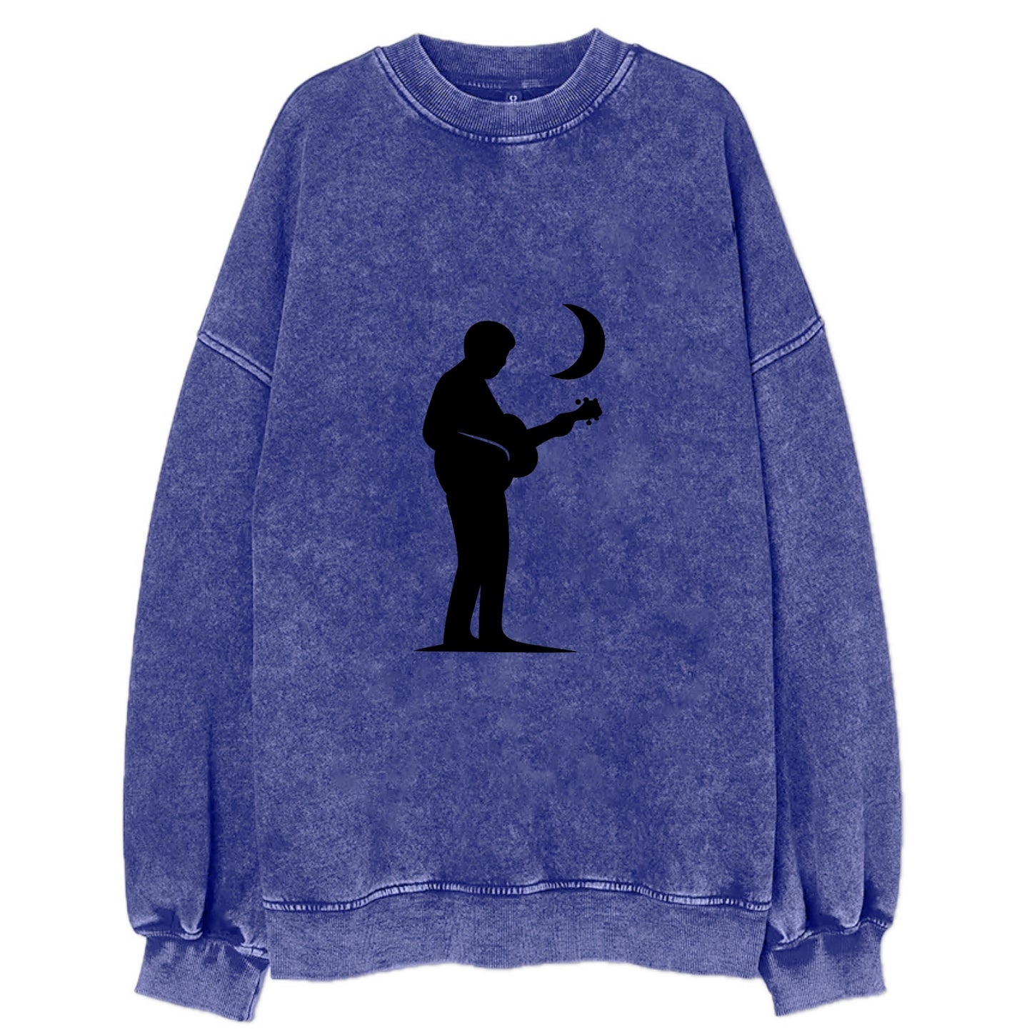 Guitarist playing acoustic under moonlight - Vintage Sweatshirt - Blue