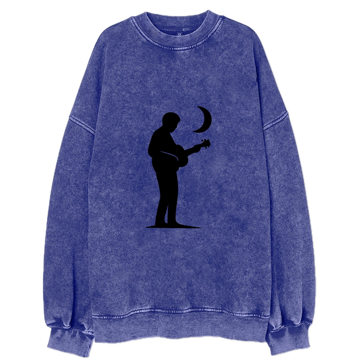 Guitarist playing acoustic under moonlight - Vintage Sweatshirt - Blue