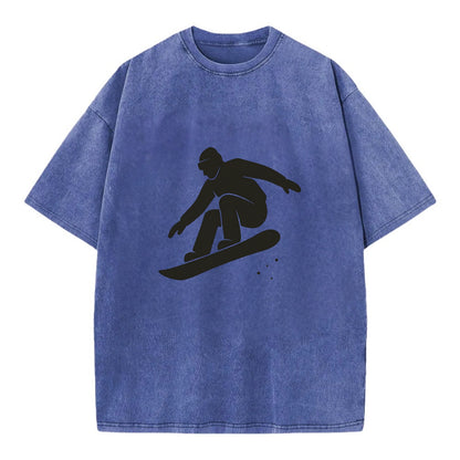 Snowboarder catching air off a jump - Vintage T-shirt - Blue