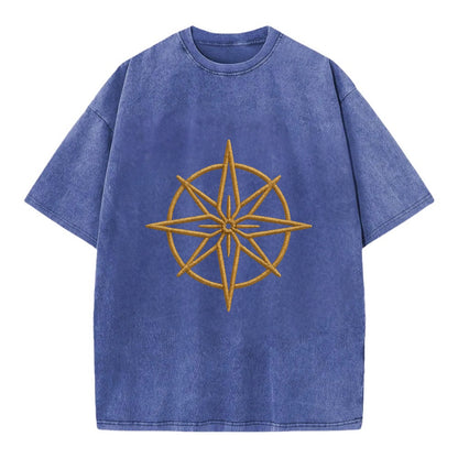 Compass Rose  - Vintage T-shirt - Blue