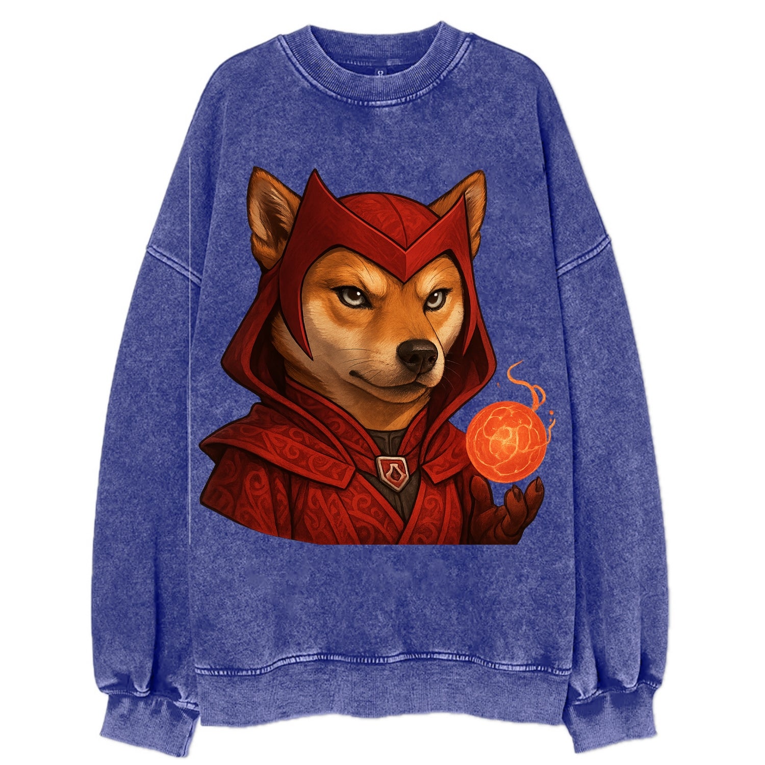 Shiba Inu Scarlet Witch  - Vintage Sweatshirt - Blue