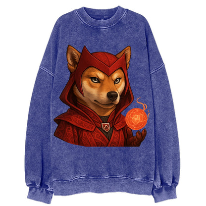 Shiba Inu Scarlet Witch  - Vintage Sweatshirt - Blue