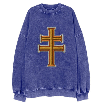 Patriarchal Cross - Vintage Sweatshirt - Blue