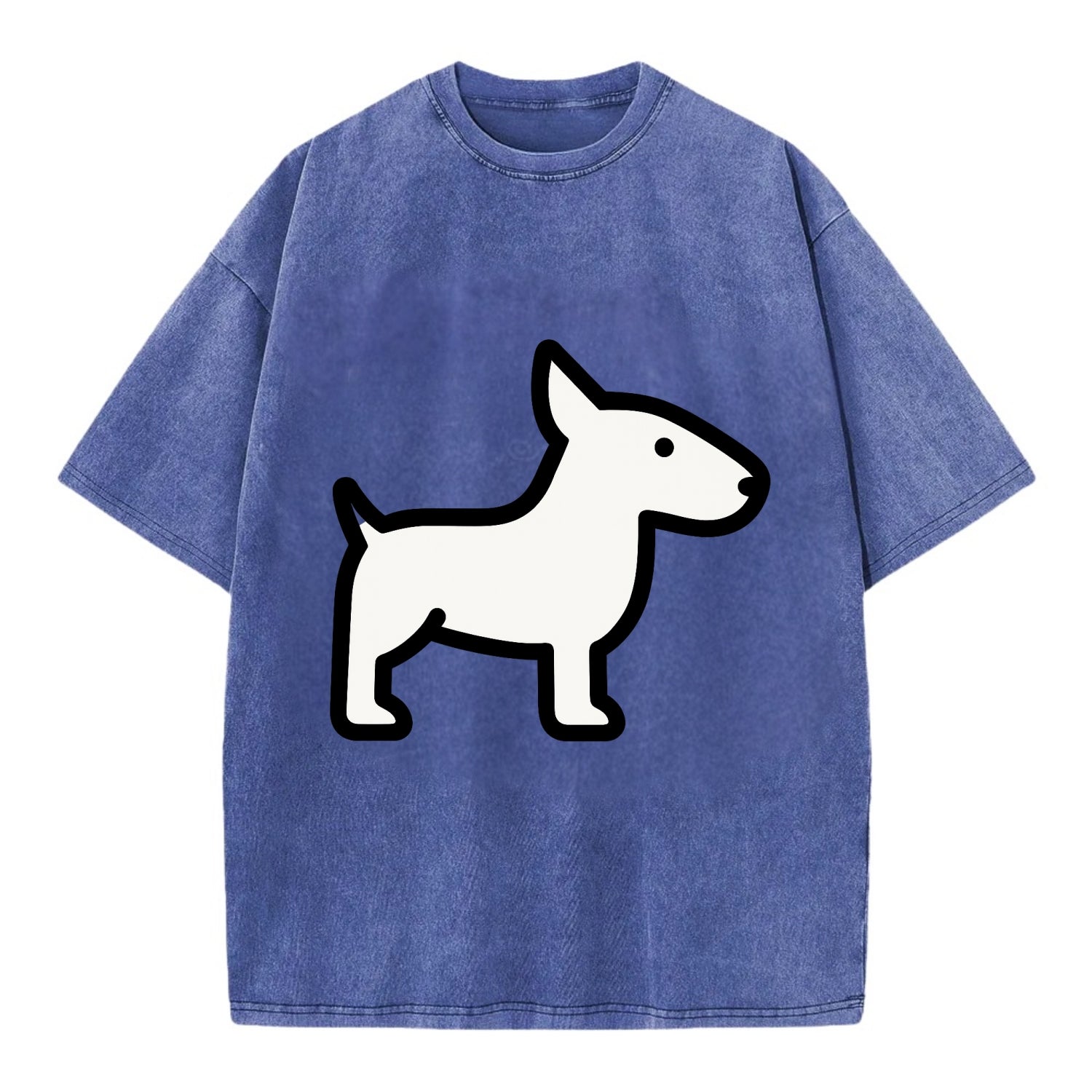Bull Terrier - White egg-shaped head flat side profile - Vintage T-shirt - Blue