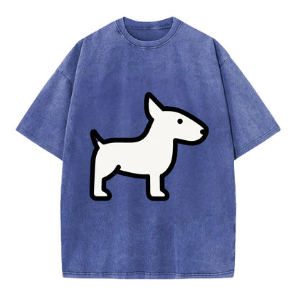 Bull Terrier - White egg-shaped head flat side profile - Vintage T-shirt - Blue