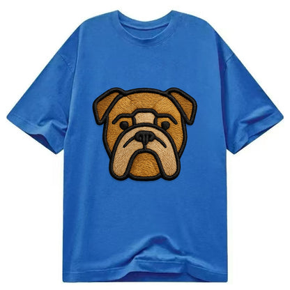 Bulldog - Minimalist geometric design wi - Classic T-shirt - Blue
