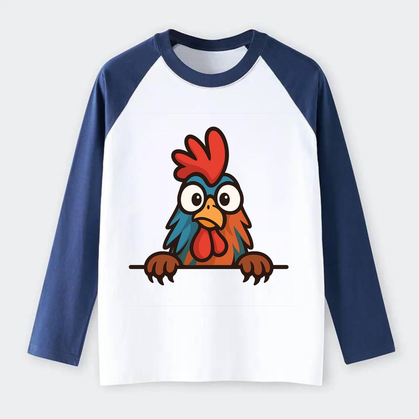 Rooster  - Raglan Long Sleeve T-Shirt - Blue