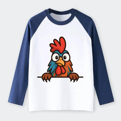 Rooster  - Raglan Long Sleeve T-Shirt - Blue
