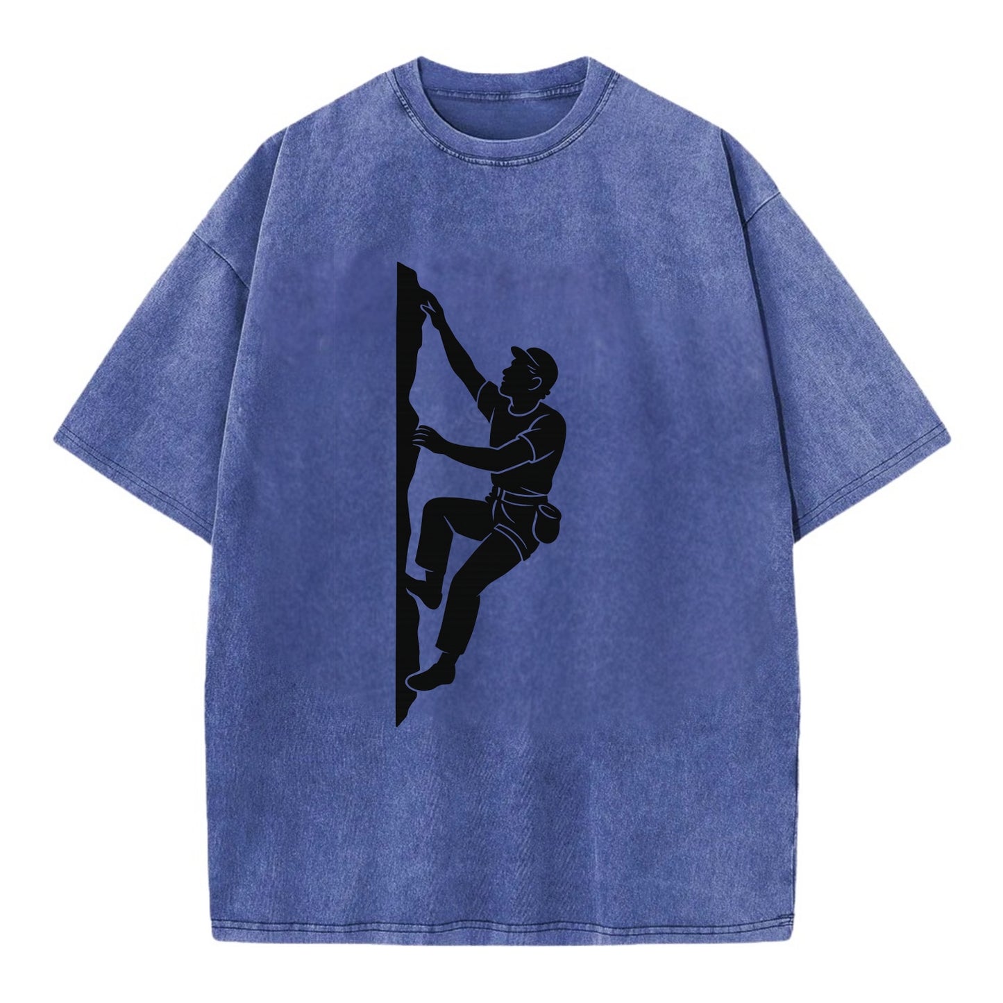 Rock climber reaching for the next hold - Vintage T-shirt - Blue