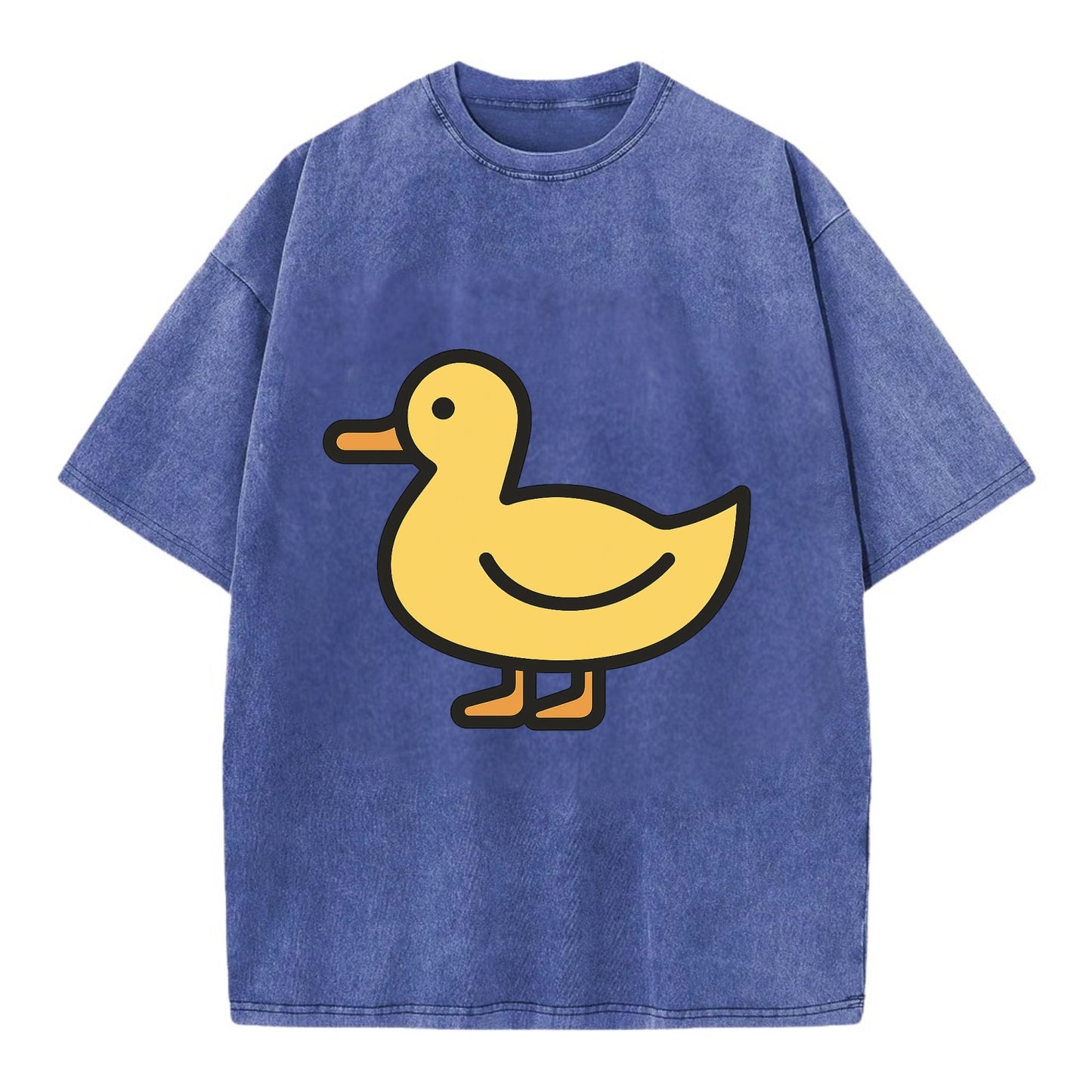 Duck - Yellow mallard flat side profile - Vintage T-shirt - Blue
