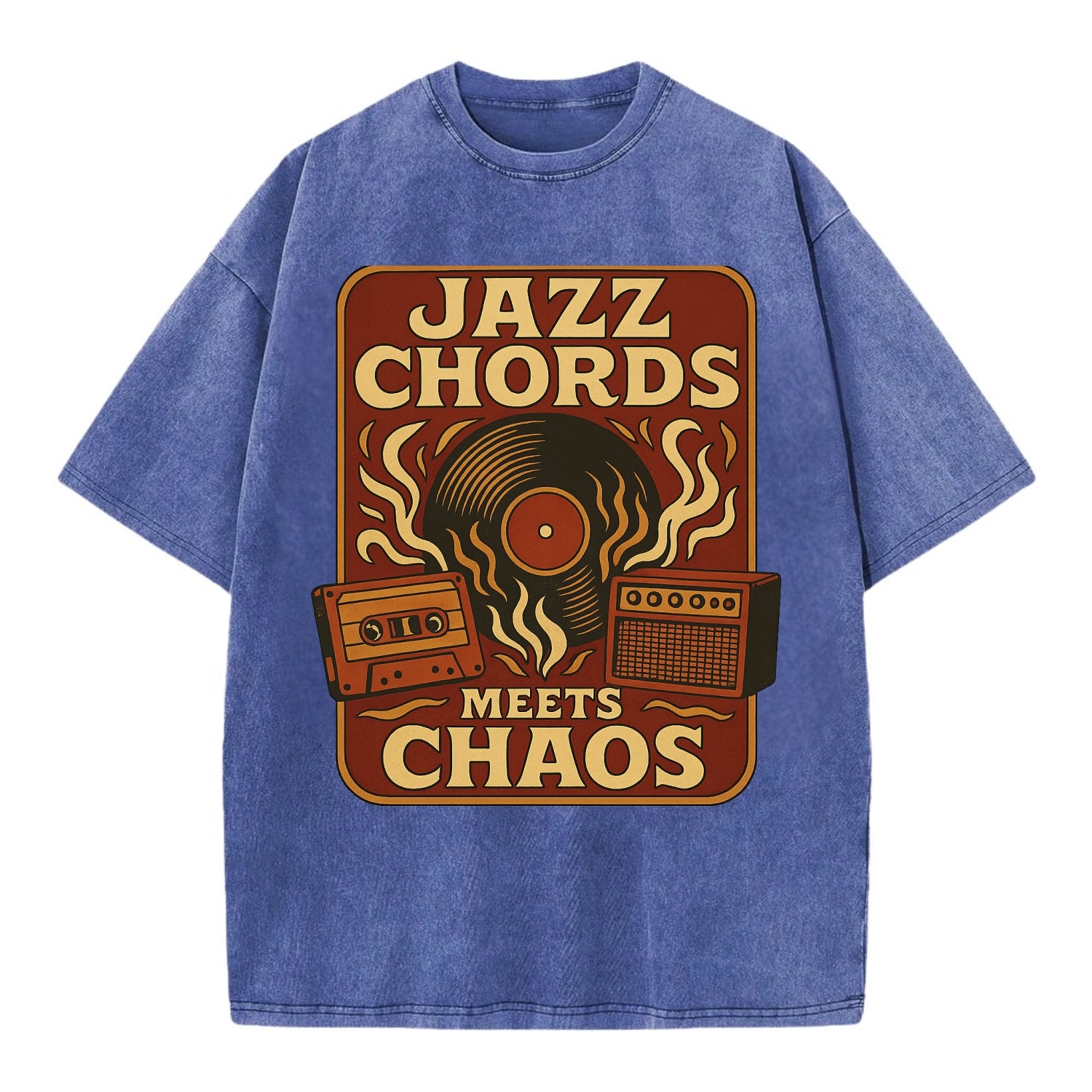 Jazz chords with hyperpop energy - "Jazz Meets Chaos" - unexpected fusion - Vintage T-shirt - Blue