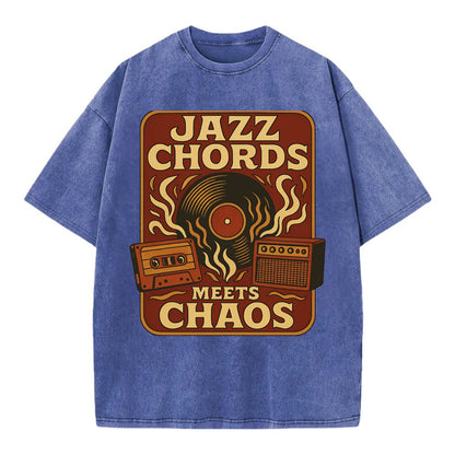 Jazz chords with hyperpop energy - "Jazz Meets Chaos" - unexpected fusion - Vintage T-shirt - Blue