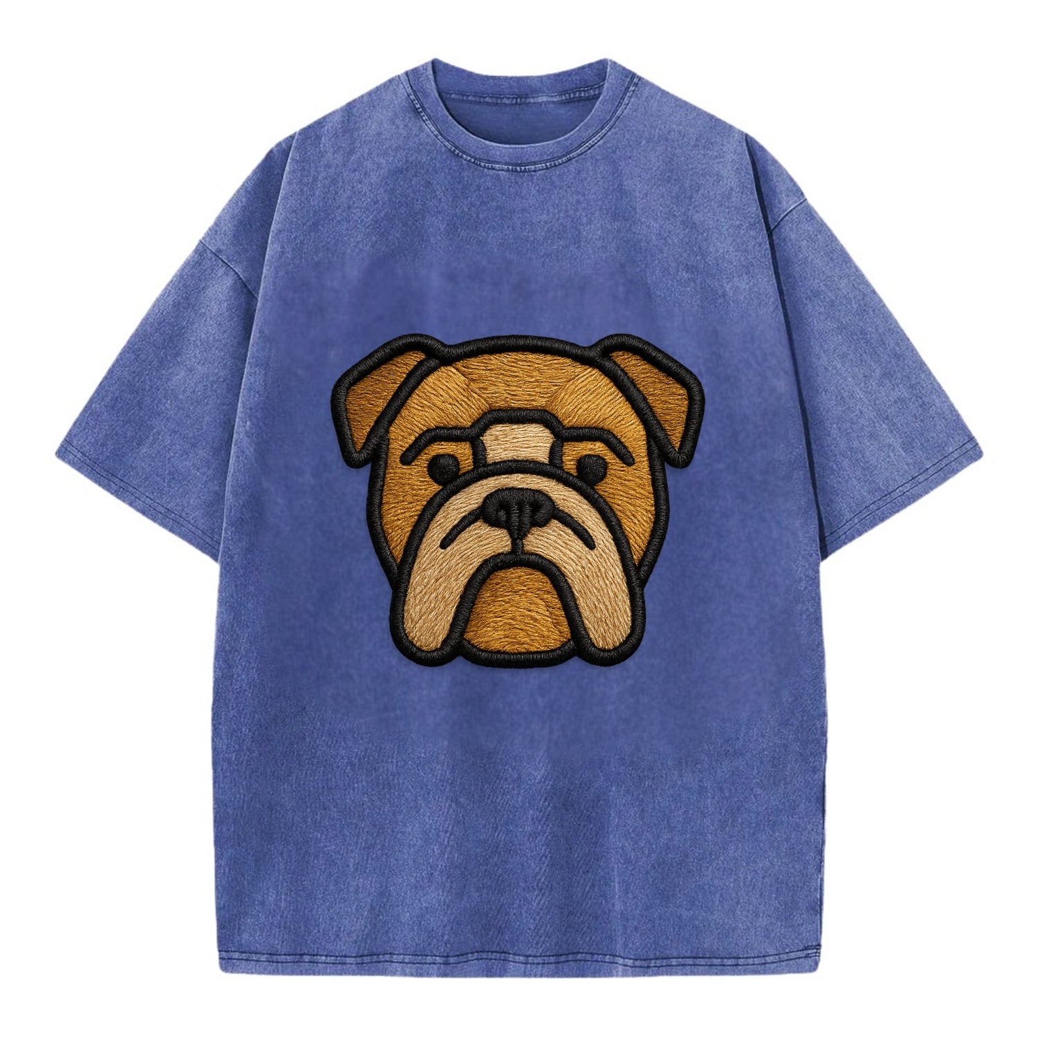 Bulldog - Minimalist geometric design wi - Vintage T-shirt - Blue