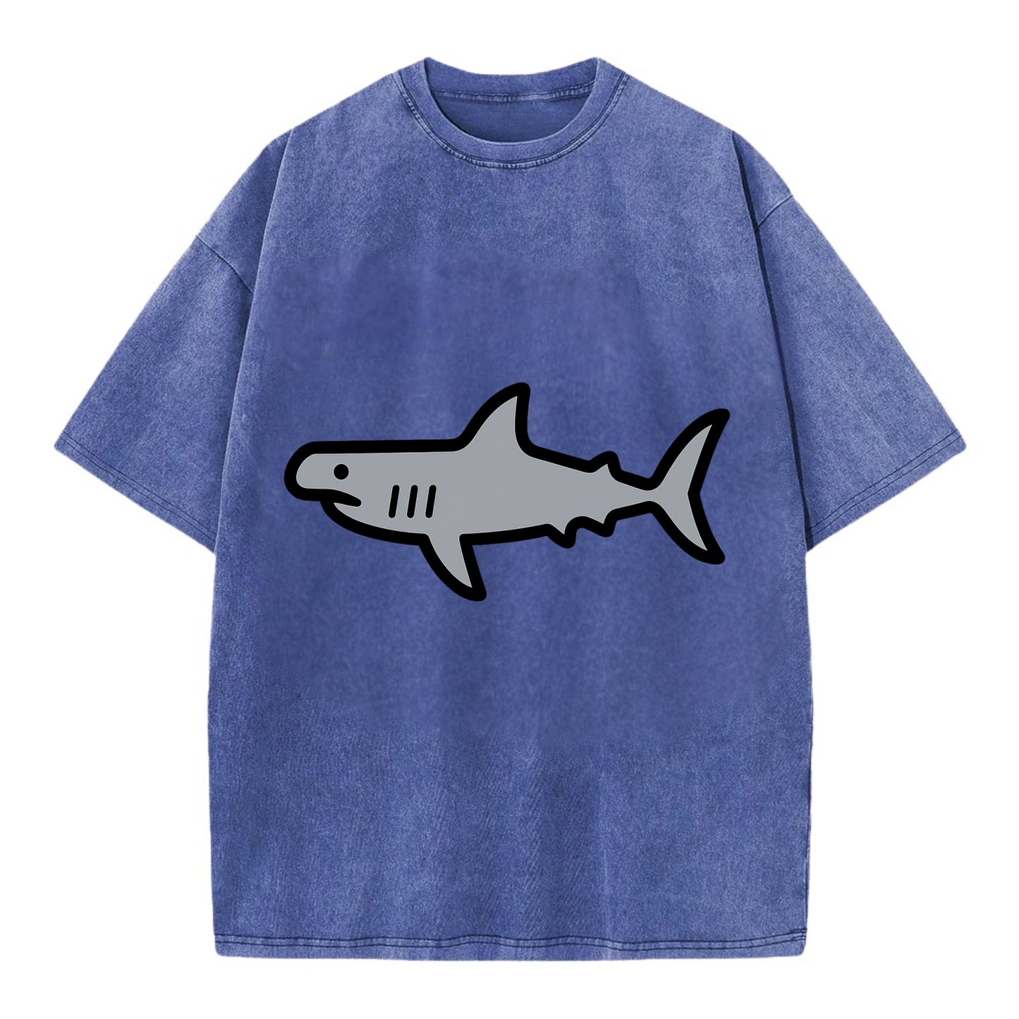 Hammerhead Shark - Gray distinctive head flat side profile - Vintage T-shirt - Blue