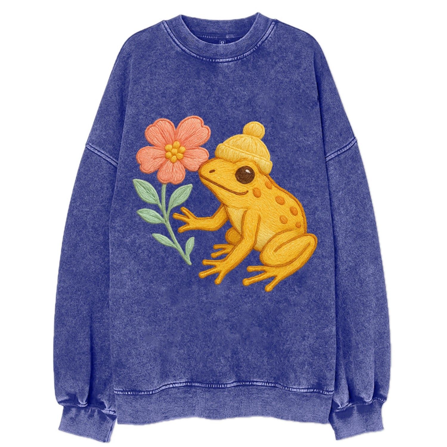 Yellow Dart Frog - Vintage Sweatshirt - Blue