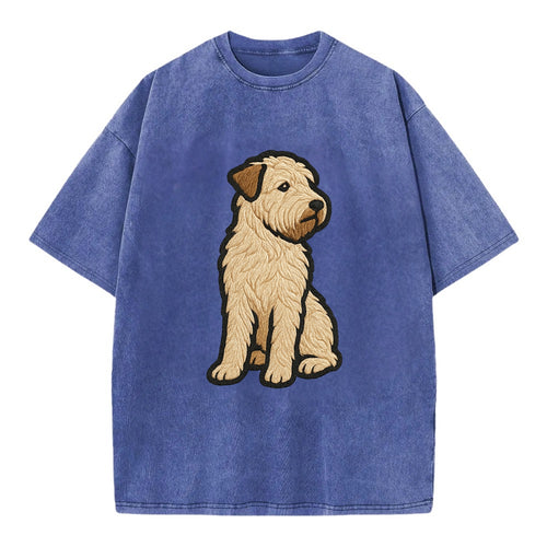 Soft Coated Wheaten Terrier - Light tan flowing coat embroidered pose - Vintage T-shirt