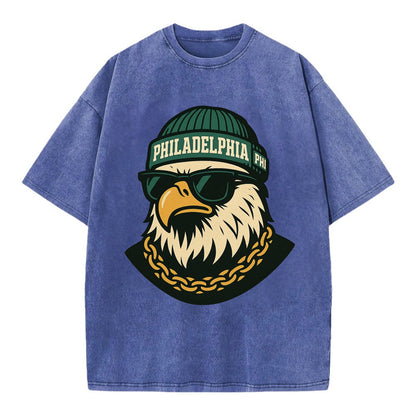 "eagle" "philadelphia" "phi" "green" "us East" - Vintage T-shirt - Blue