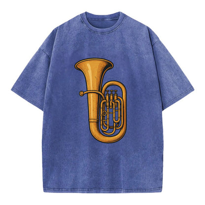 Tuba with large brass bell - Vintage T-shirt - Blue