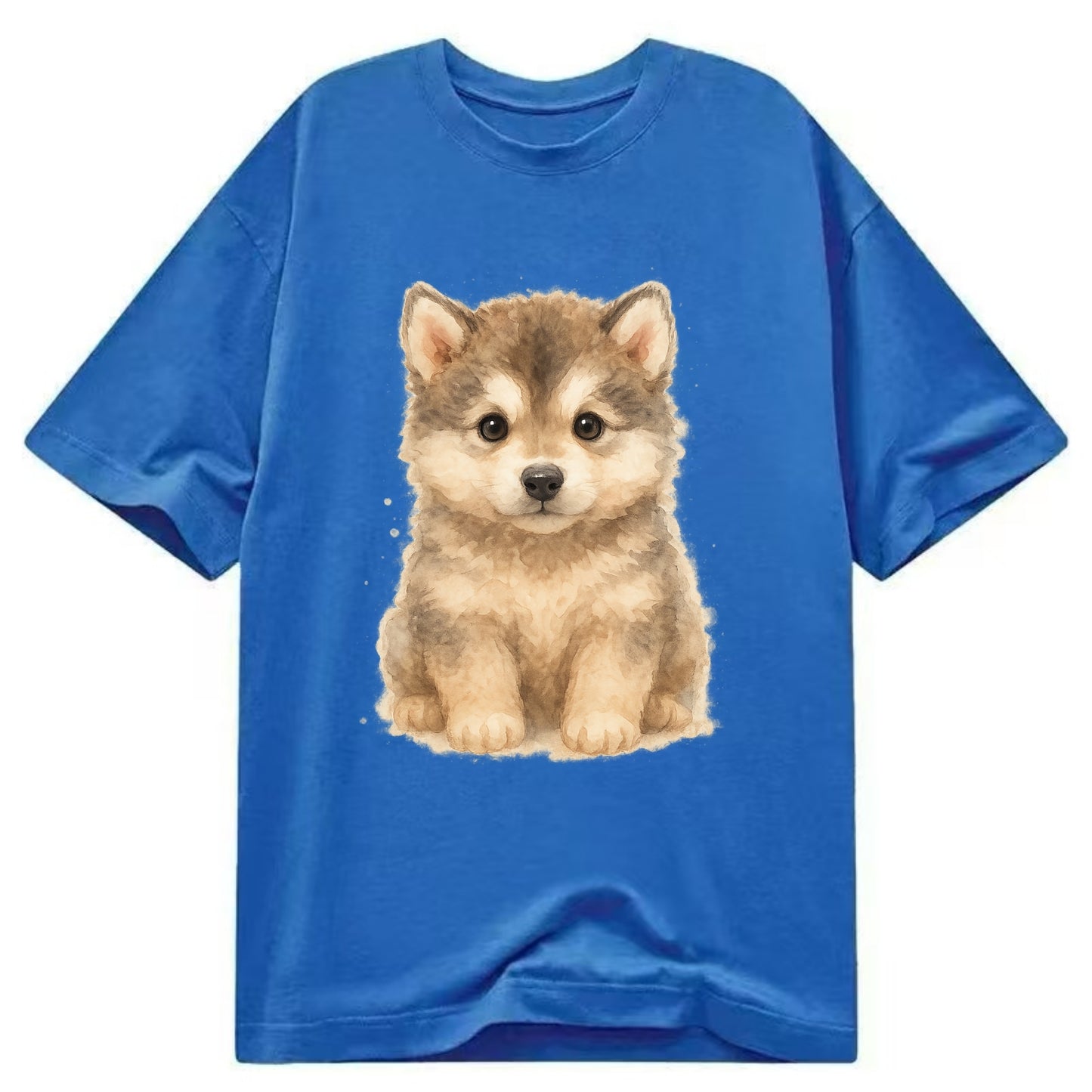 Baby Alaskan Malamute Puppy - wolf-like, fluffy coat, friendly eyes, - Classic T-shirt - Blue