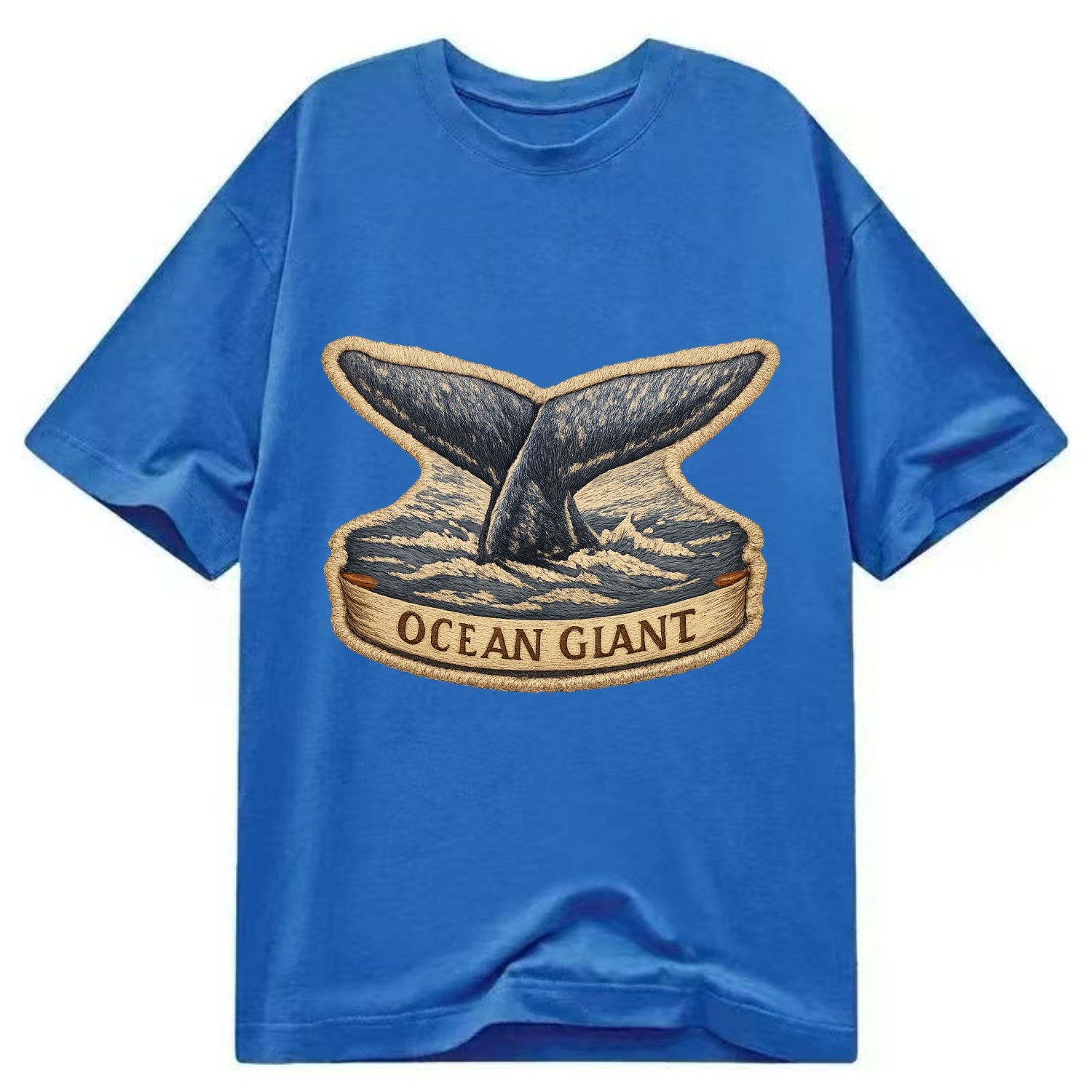 WHALE TAIL - diving whale in blue and gray , ocean giant - Classic T-shirt - Blue