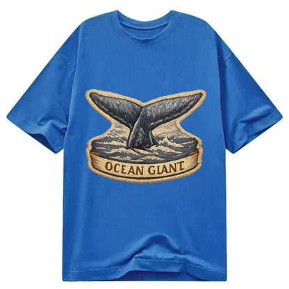 WHALE TAIL - diving whale in blue and gray , ocean giant - Classic T-shirt - Blue