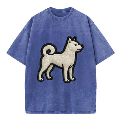 Kishu Ken - Contemporary white hunter de - Vintage T-shirt - Blue