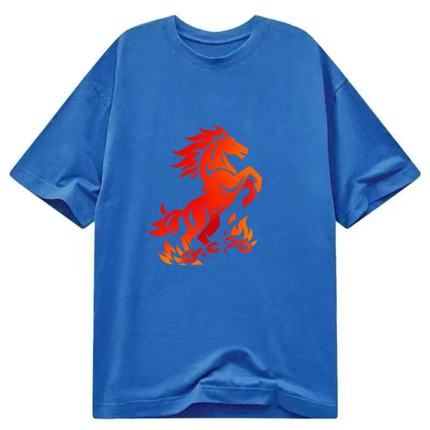 FREEDOM FLAMES | Wild horse breaking fire chains | Liberation | Barriers burned | - Classic T-shirt - Blue