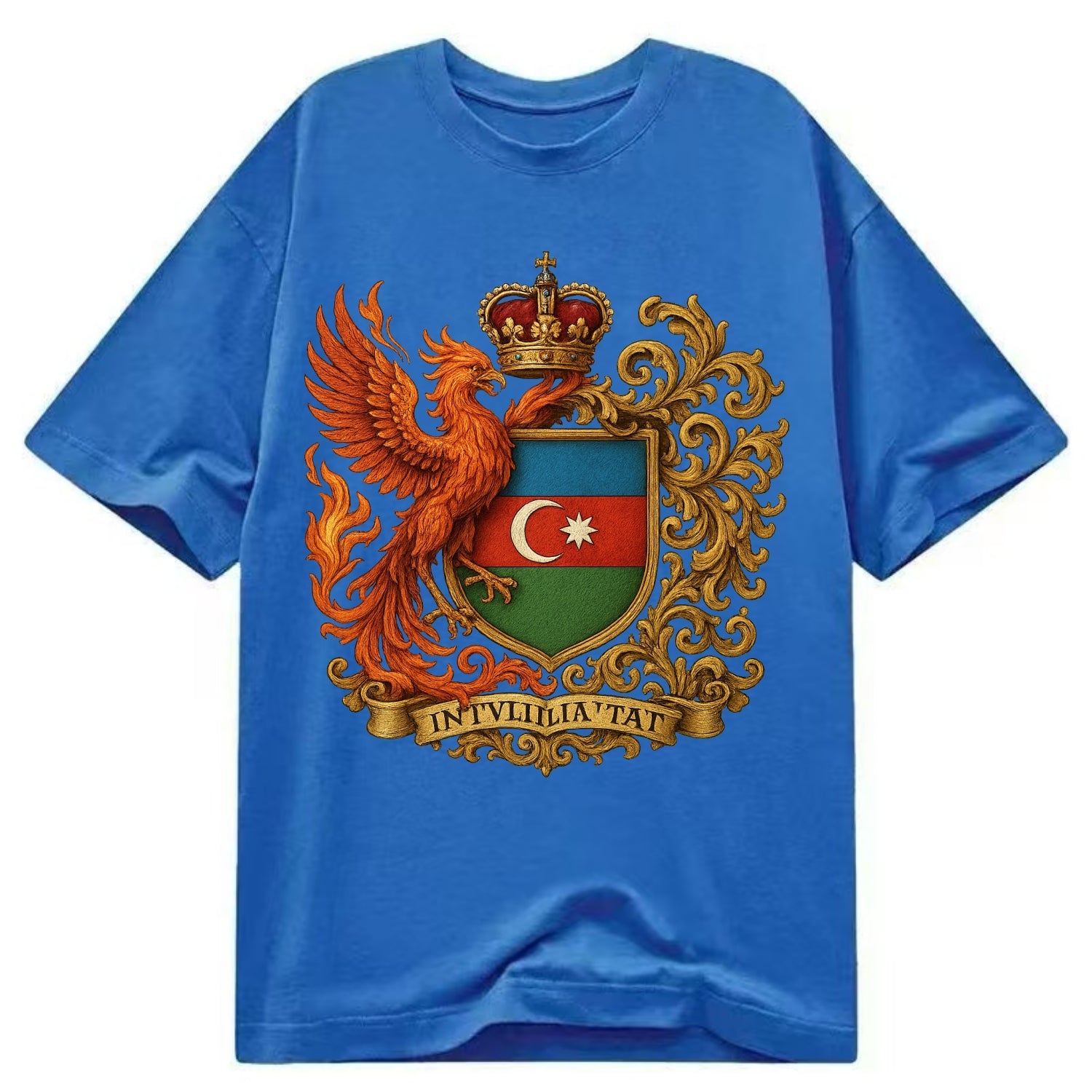Azerbaijan Fire Phoenix Emblem  - Classic T-shirt - Blue