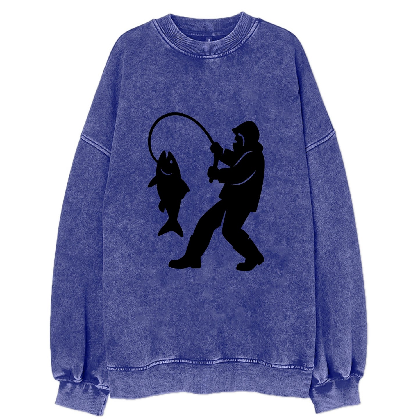 Alaskan fisherman hauling catch - Vintage Sweatshirt - Blue