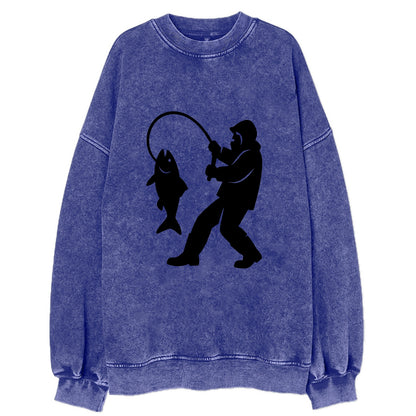Alaskan fisherman hauling catch - Vintage Sweatshirt - Blue