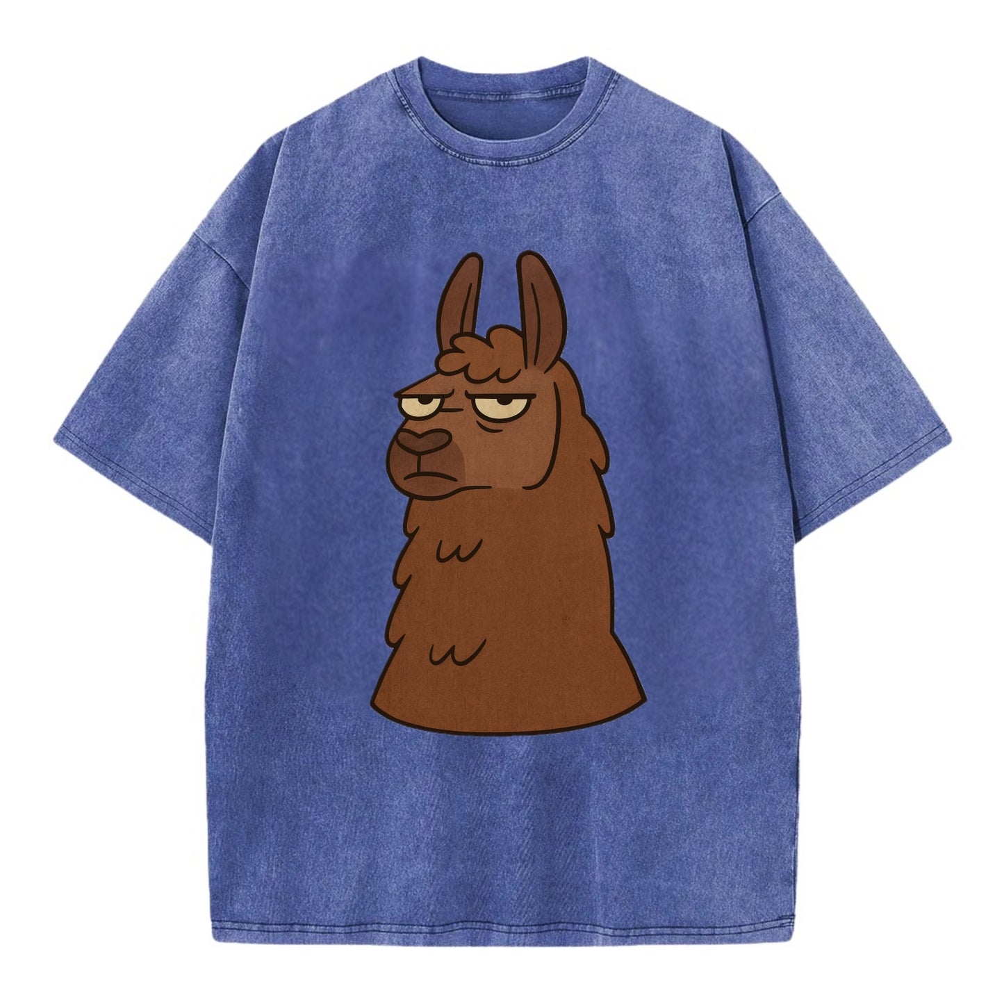 The Llama Judging Silently - Vintage T-shirt - Blue