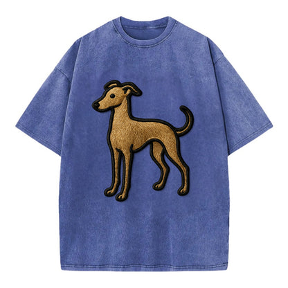 Italian Greyhound - Modern elegant silho - Vintage T-shirt - Blue