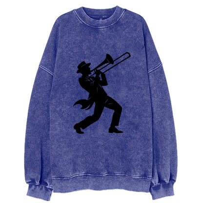 Trombone player jazz improvisation - Vintage Sweatshirt - Blue