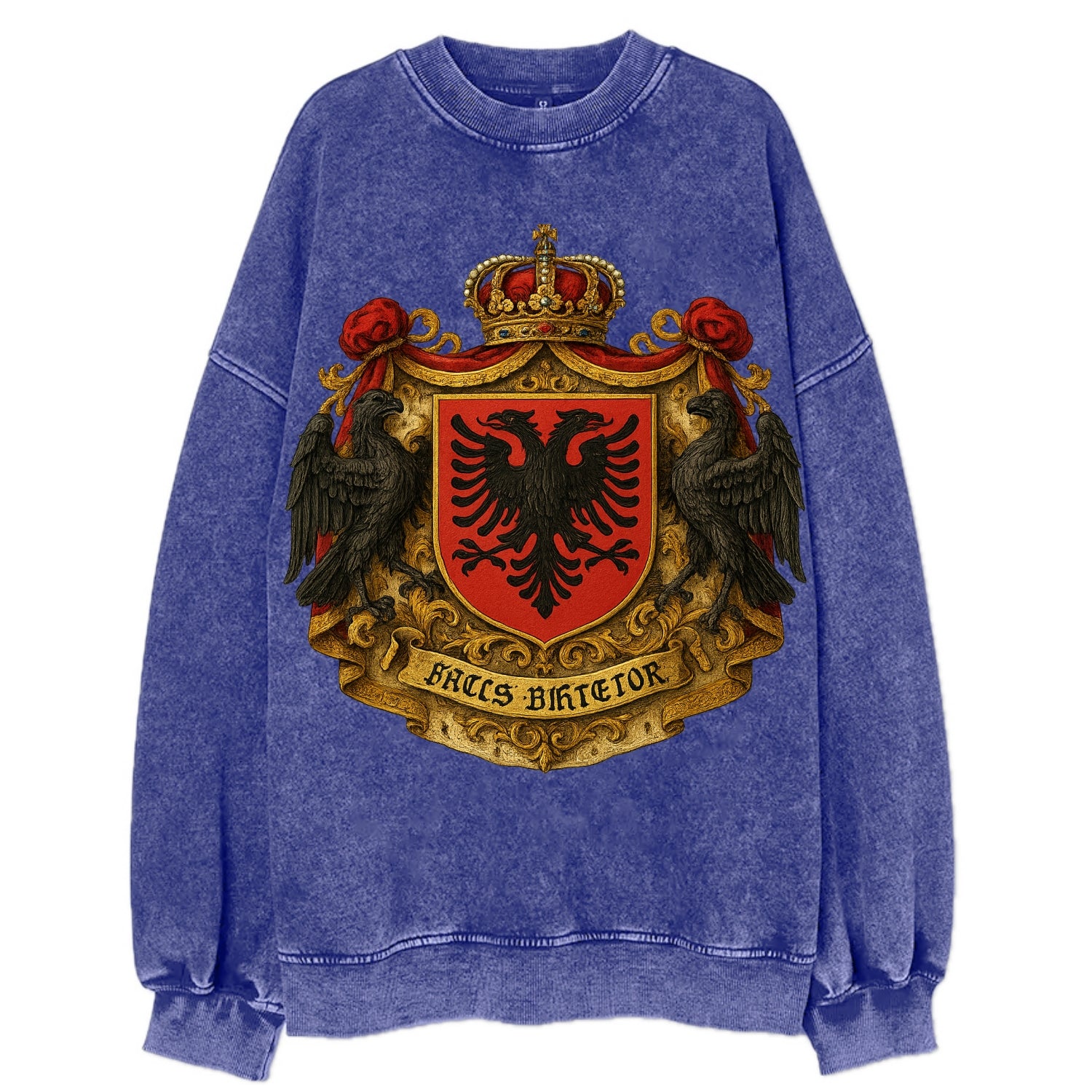 Albania Double Eagle Emblem  - Vintage Sweatshirt - Blue
