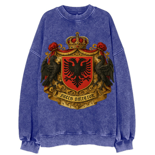 Albania Double Eagle Emblem  - Vintage Sweatshirt - Blue