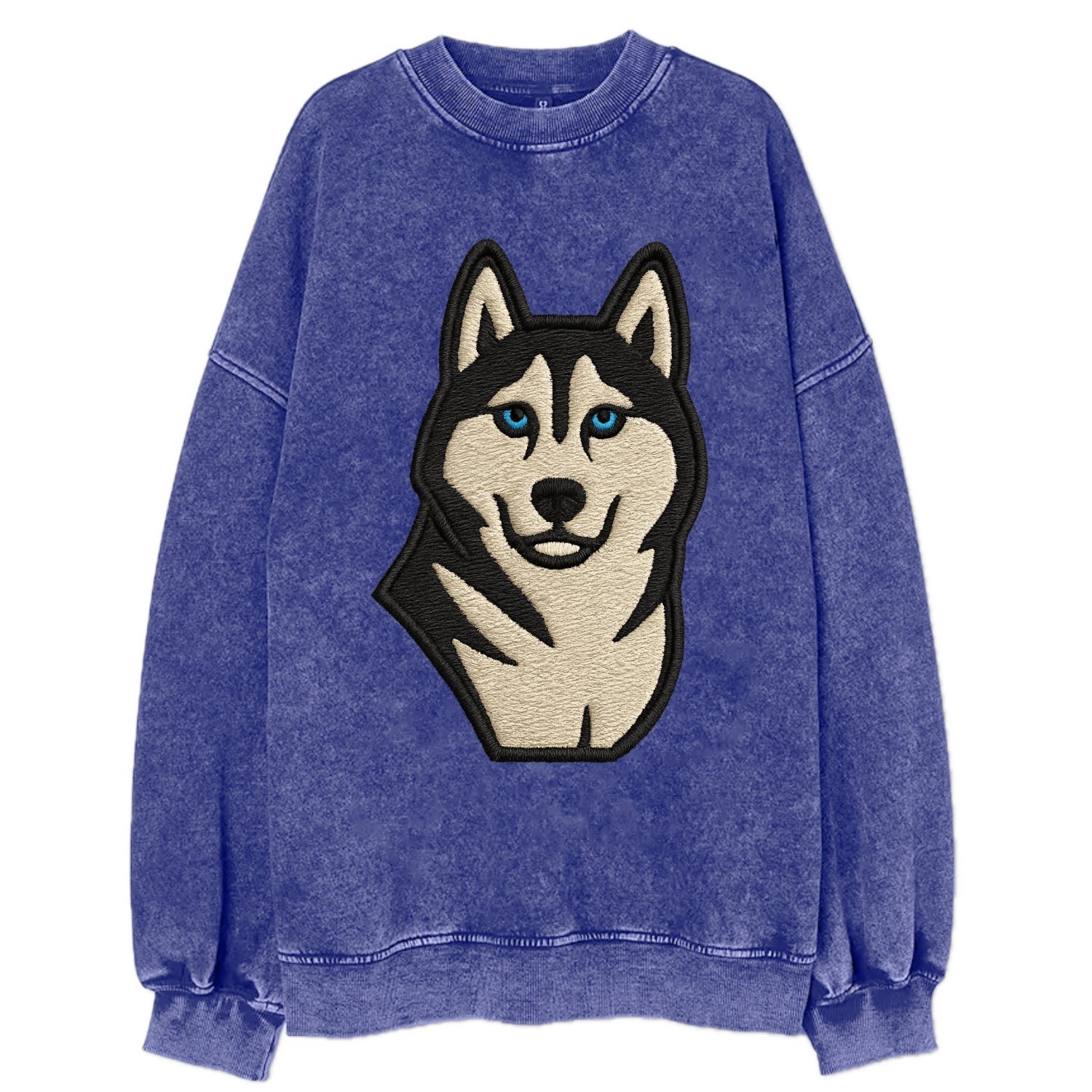 Husky - Blue eyes close-up portrait - Vi Vintage Sweatshirt - Blue