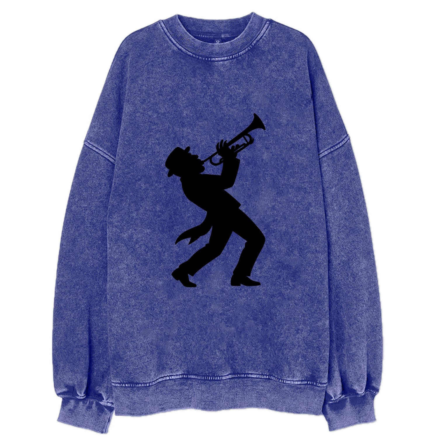 Trumpet player hitting high note - Vintage Sweatshirt - Blue
