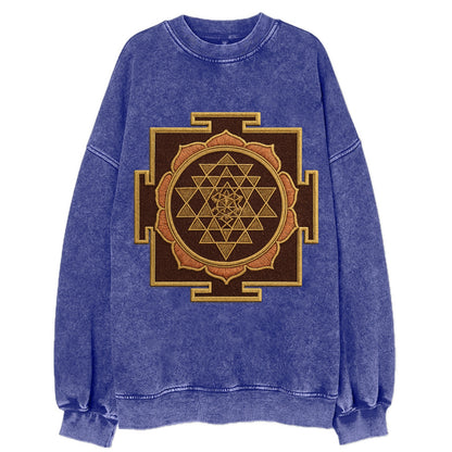 Sri Yantra  - Vintage Sweatshirt - Blue