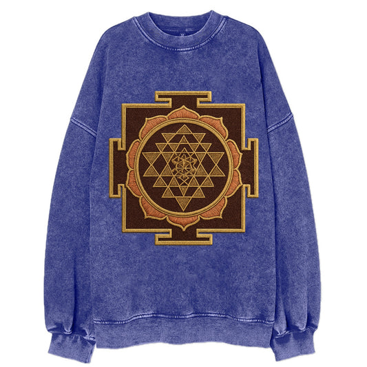 Sri Yantra  - Vintage Sweatshirt - Blue