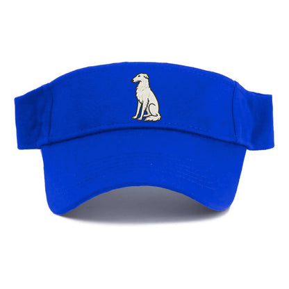 Borzoi - White embroidered sitting pose - Visor - Blue