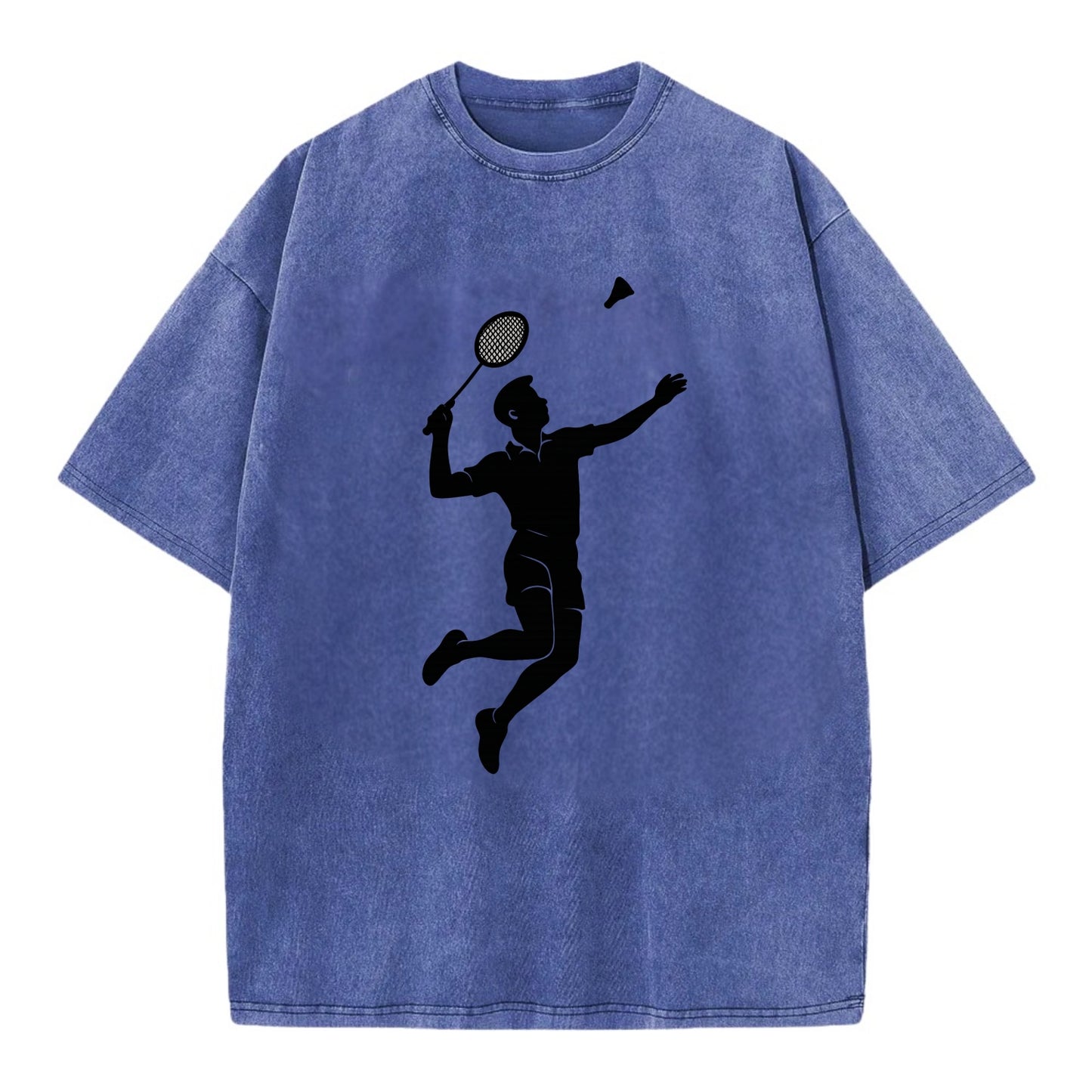 Badminton player jumping for a smash - Vintage T-shirt - Blue