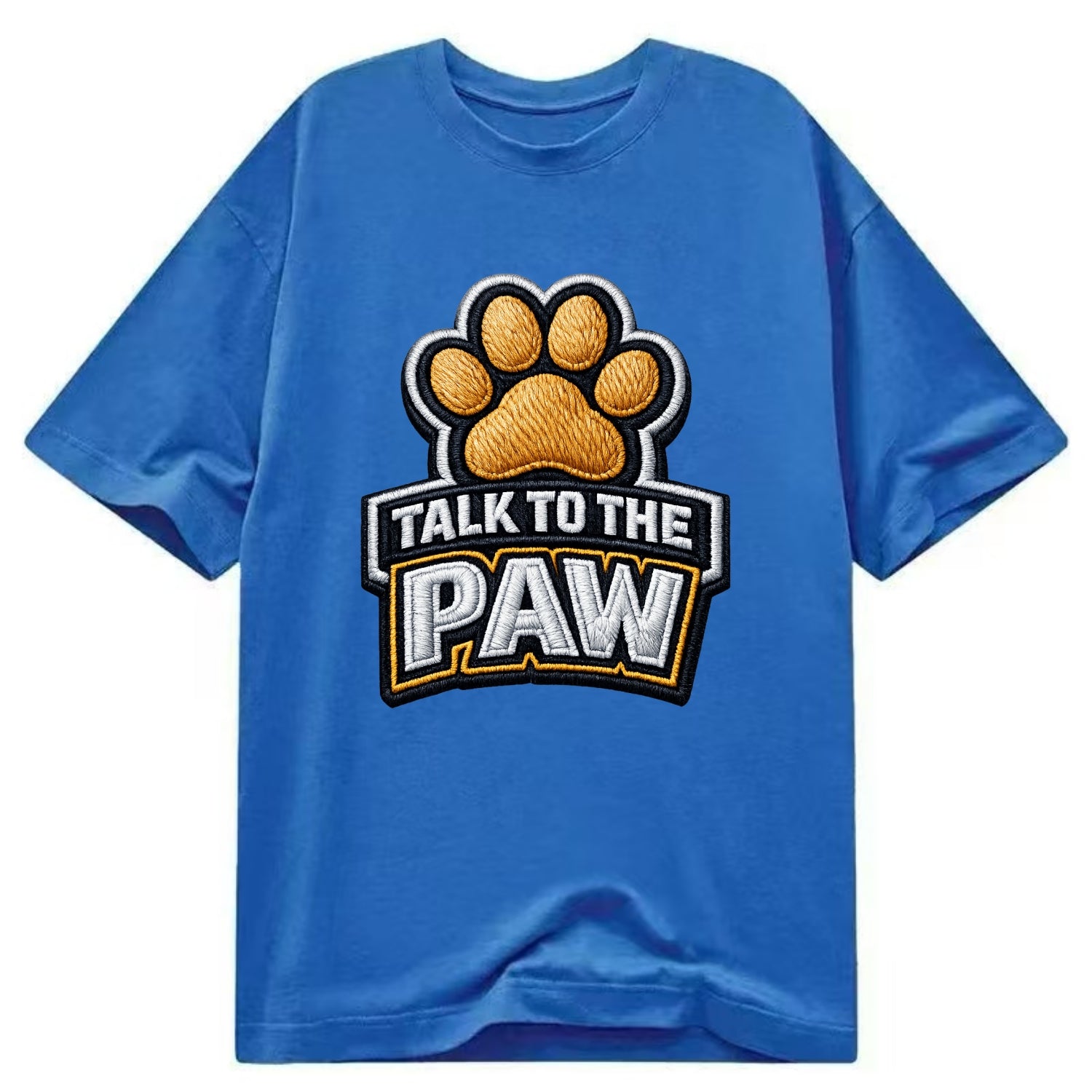 TALK TO THE PAW - raised paw in tan , sassy pet - Classic T-shirt - Blue